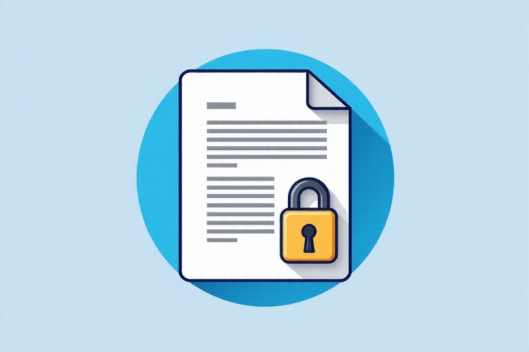 A stylized padlock icon over a document, representing intellectual property protection